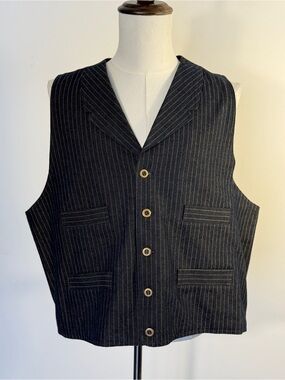 Frontier Classics Pinstripe Western Vest XL Dark Academia Cowboy Formal